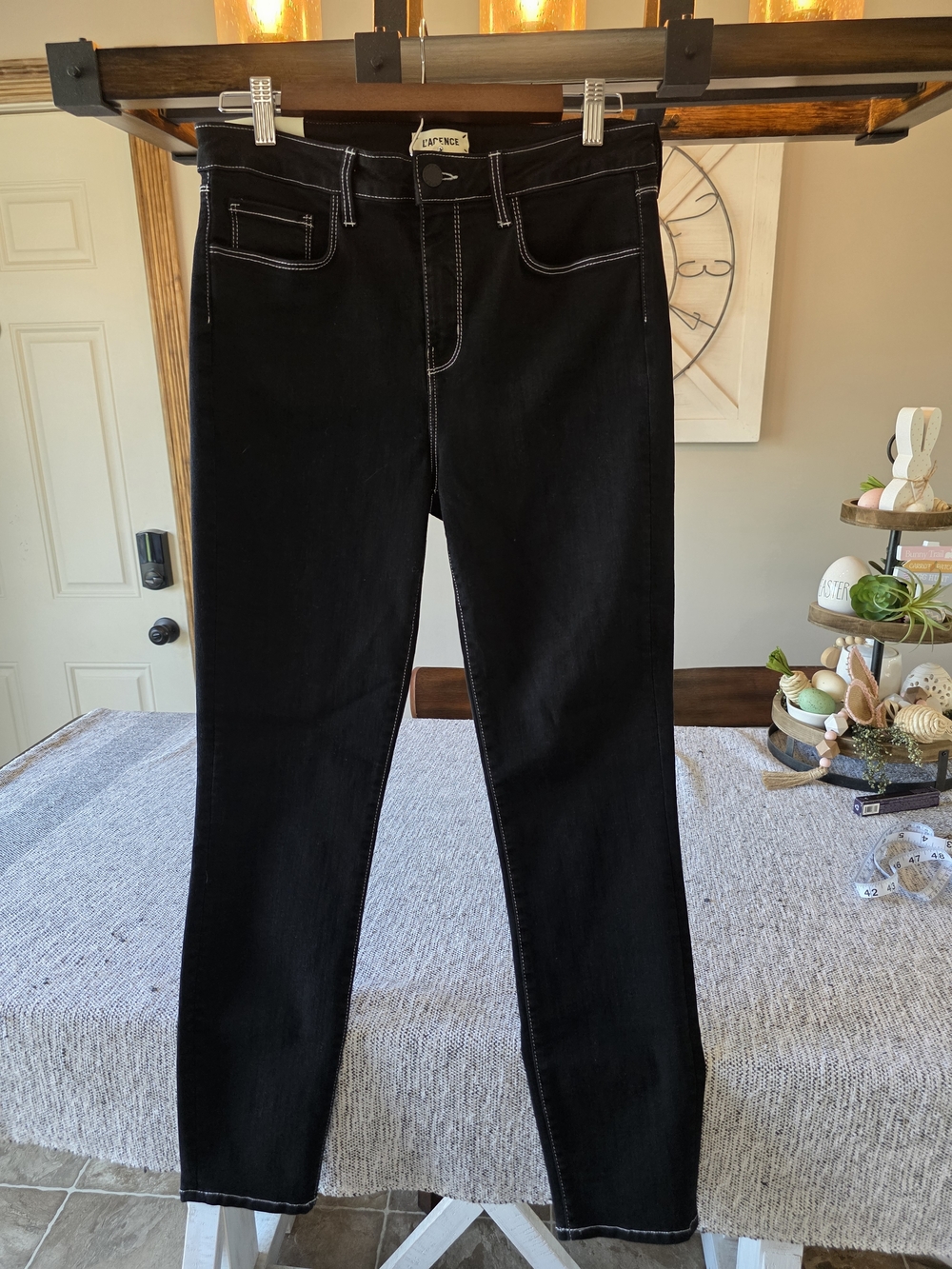 L'AGENCE Black Skinny Jeans with Contrast Stitching